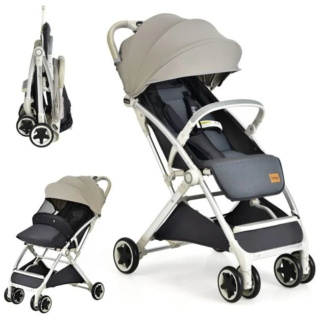 Lightweight Folding Pushchair with Adjustable Backrest and Footrest