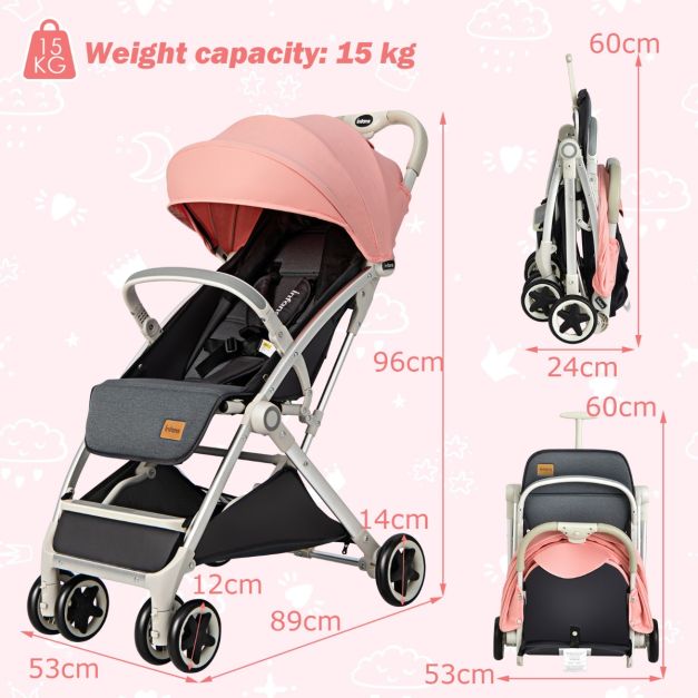 Lightweight Folding Pushchair with Adjustable Backrest and Footrest