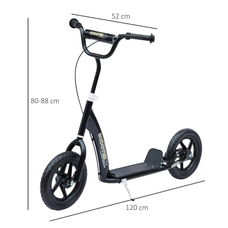 Kids Scooter with Rear Brake and Large 12" EVA Tires for Safe Riding – Black, 5-12