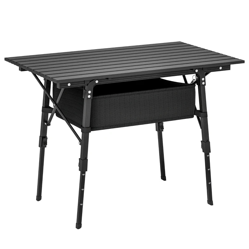 3ft Aluminium Roll-Up Picnic Table – Lightweight & Foldable, Black