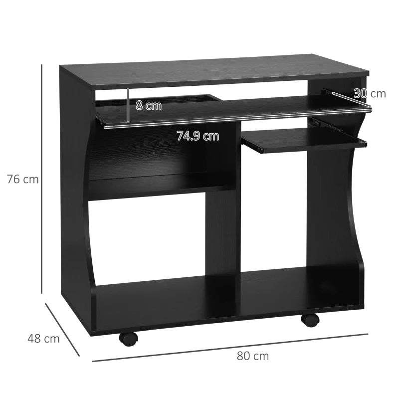 Mobile Compact Work Desk – Multi-Storage Design in Black