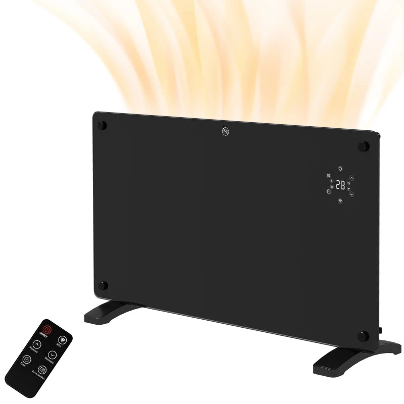 Glass Panel Smart Heater, 1500W, WiFi App, Wall/Floor Mount, Timer
