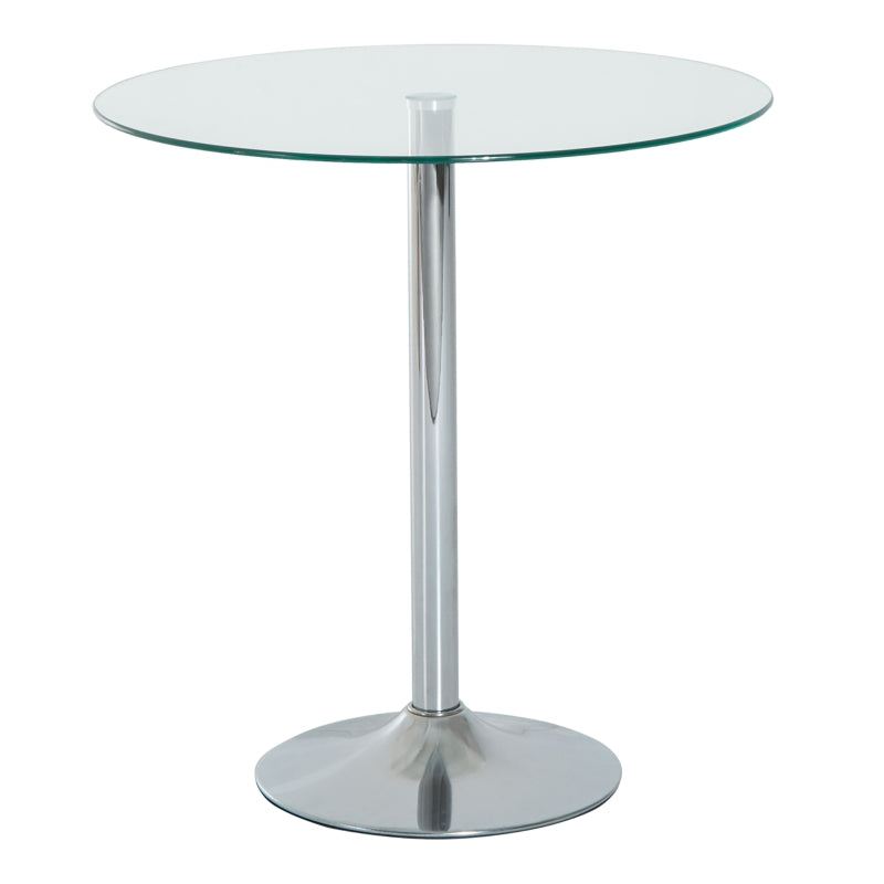 Modern Round Dining Table, Glass Top, Space-Saving Design