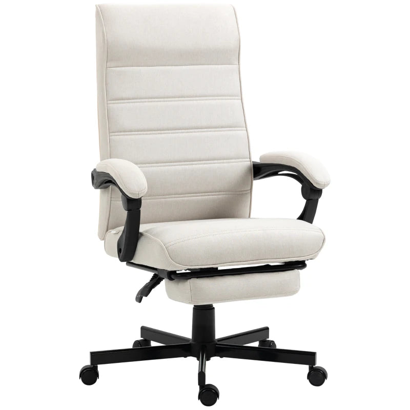 Home Office Desk Chair, Fabric Swivel with Height Adjustment – Cream White