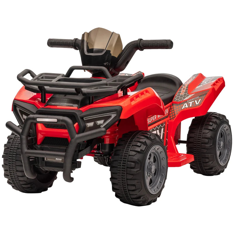 Electric 6V Quad Bike Ride-On for Toddlers with Music & All-Terrain Tires Red