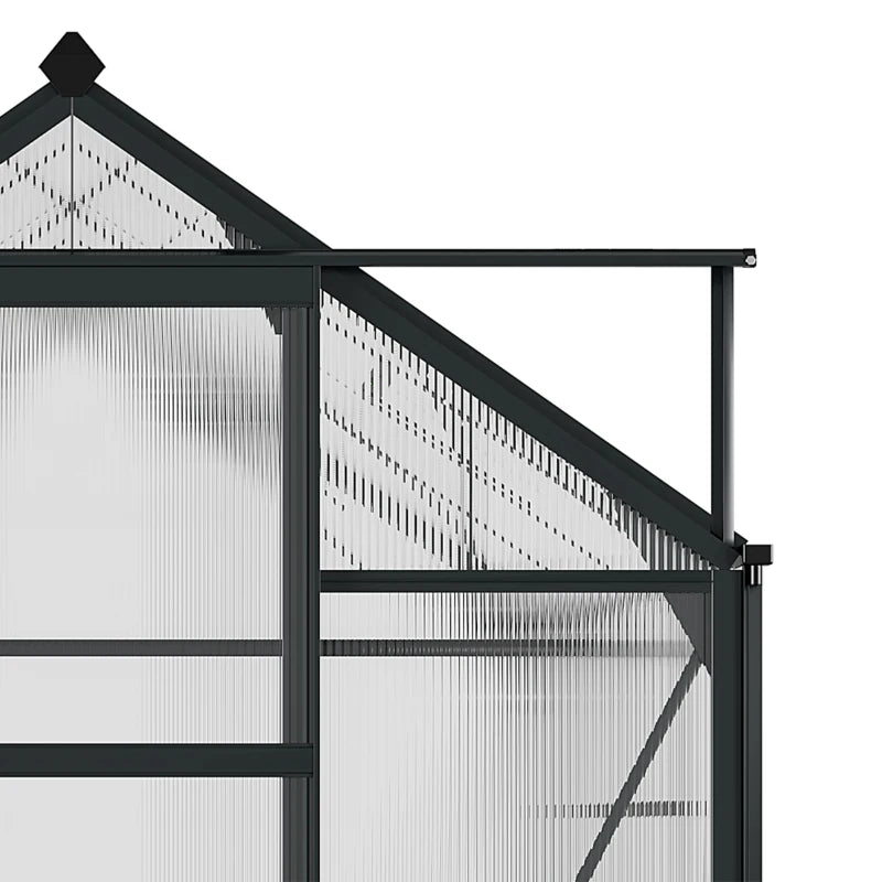Large 6x8ft Outdoor Greenhouse – Grey Polycarbonate Grow House with Sliding Door & Window