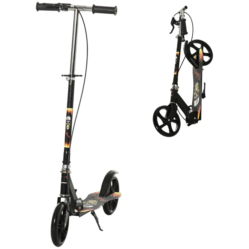 Youth Kick Scooter Ages 7-14 – Foldable, Rear Brake, Adjustable Handlebar – Black