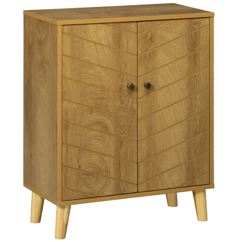 Vintage Cabinet with Double Chevron Doors & Pine Legs, Side Storage Unit
