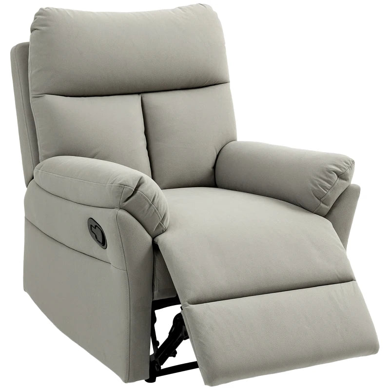 140-Degree Manual Recliner with Footrest, Comfortable Grey Chair