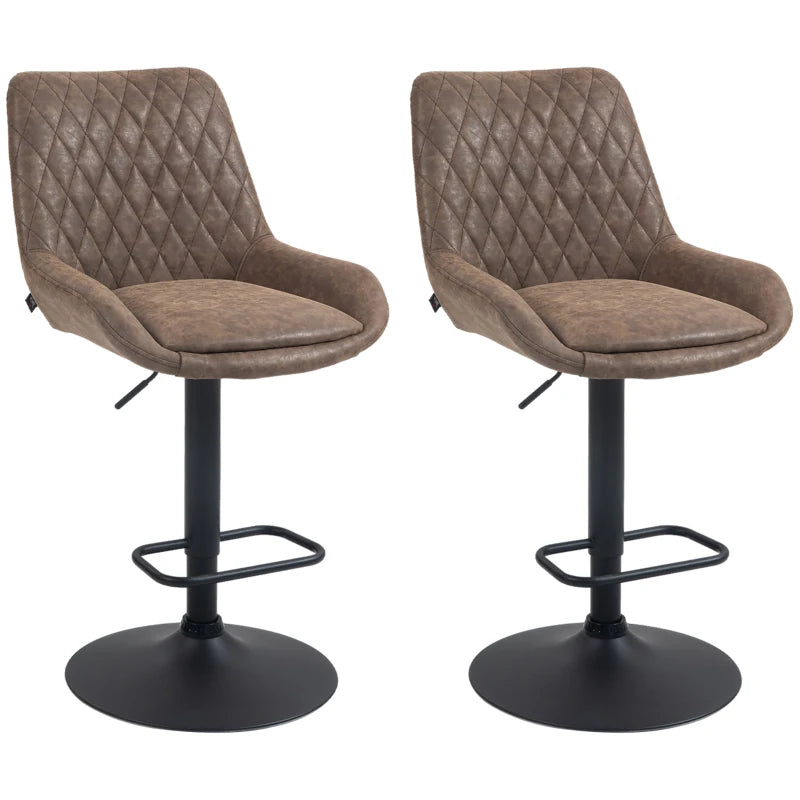 Adjustable Faux Leather Retro Bar Stools For Home Use, Brown