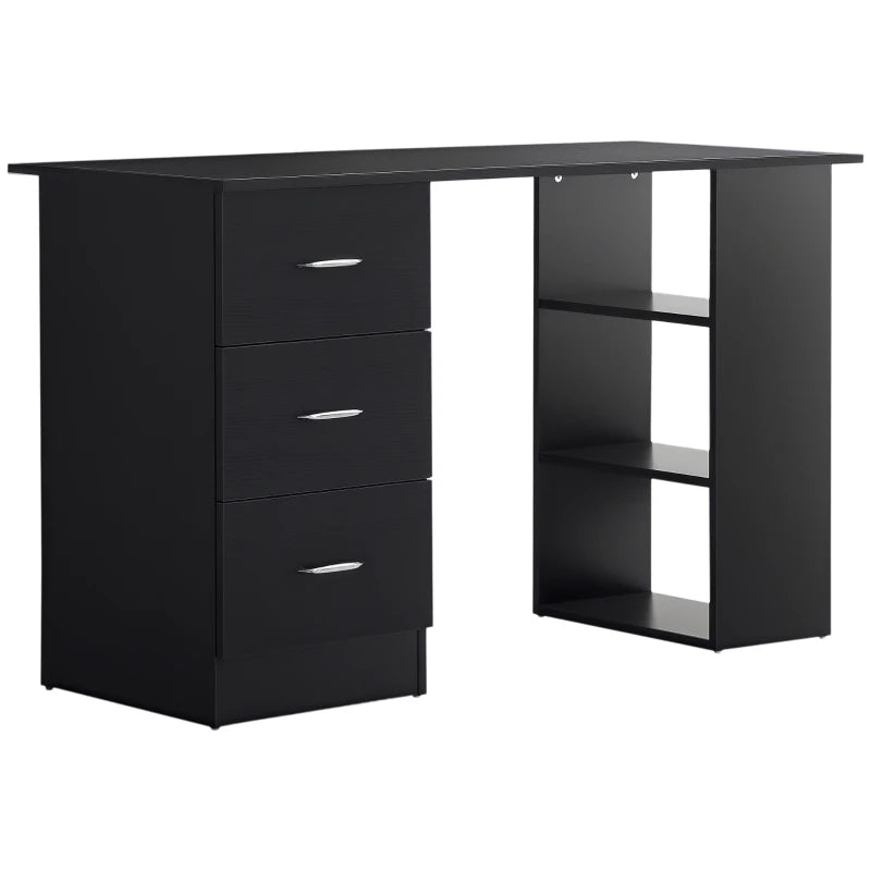 Office Desk – Black PC Workstation with Storage Drawers