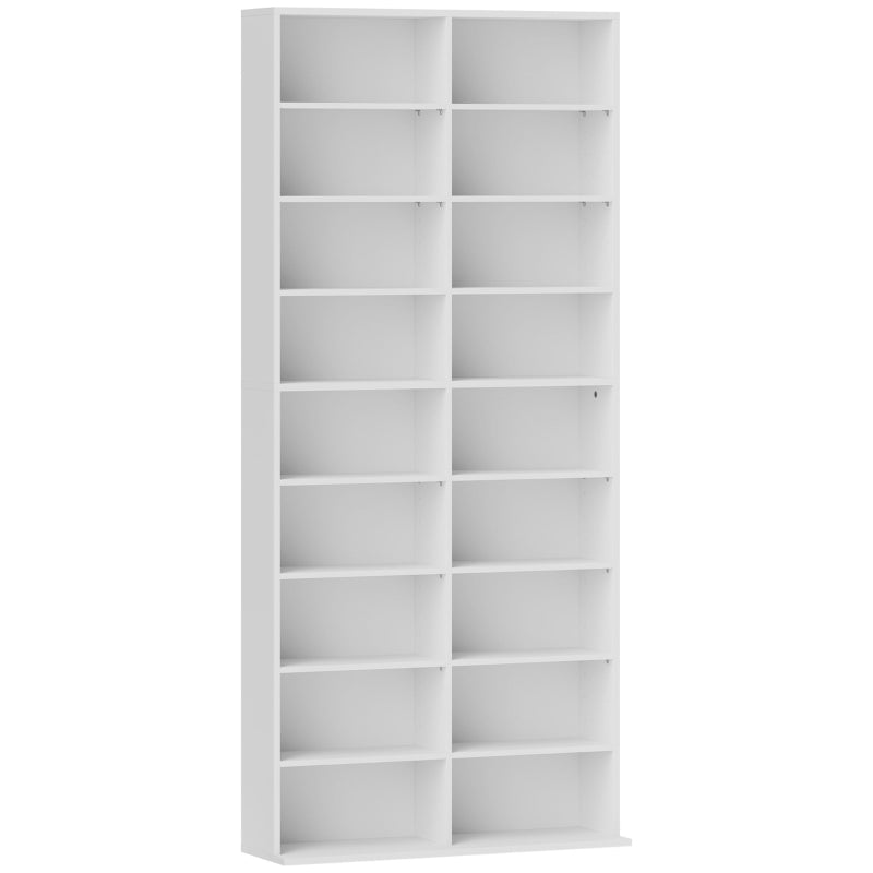Tall White Storage Tower for 640 CDs, Media Shelf Organizer Unit