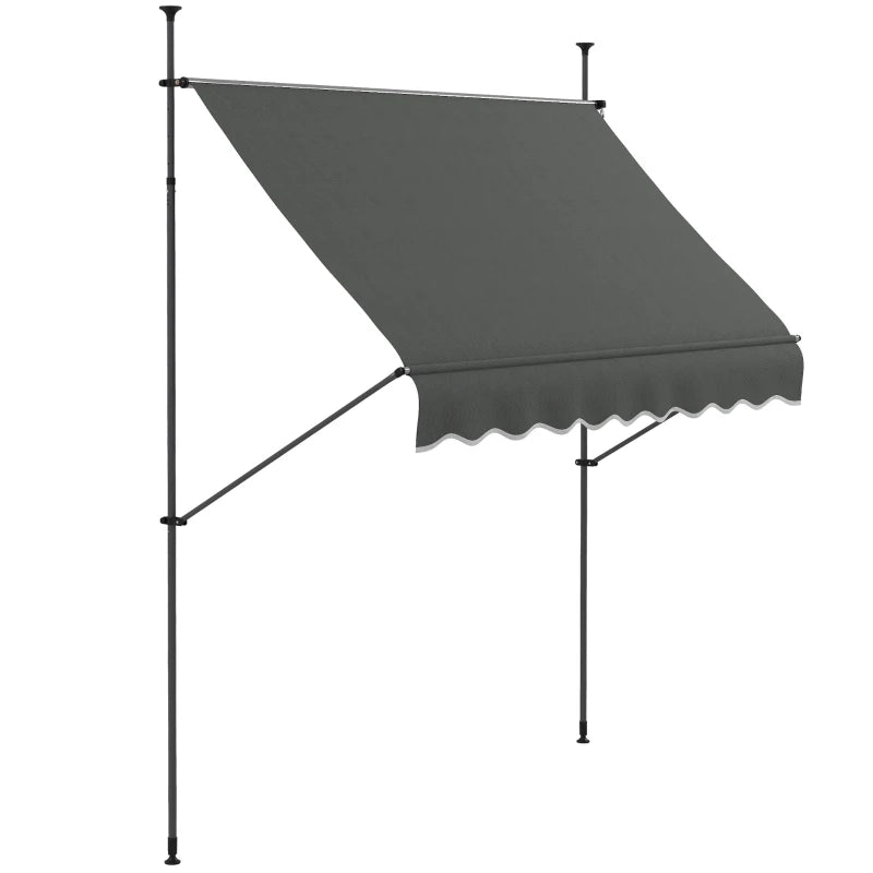 Free Standing Retractable Patio Awning with UV Resistant Sun Shade Dark Grey 2.5x1.2m