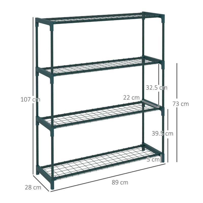 Four-Tier Black Steel Plant Shelf – Versatile Rack for Indoor and Outdoor Gardening