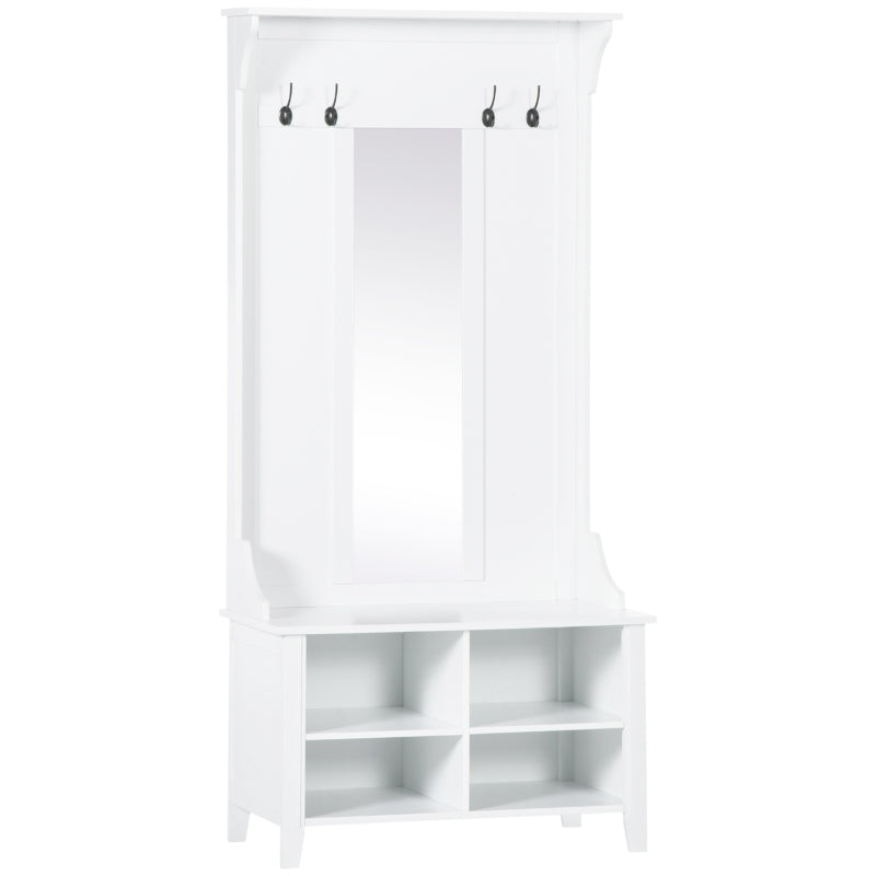 Shoe Storage Bench & Hallway Set with Mirror, Cabinet & Hooks