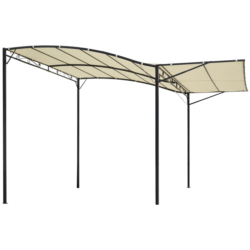 Metal Patio Gazebo with Extended Shelter & Awning – Cream White Sunshade, 3 x 2.5m