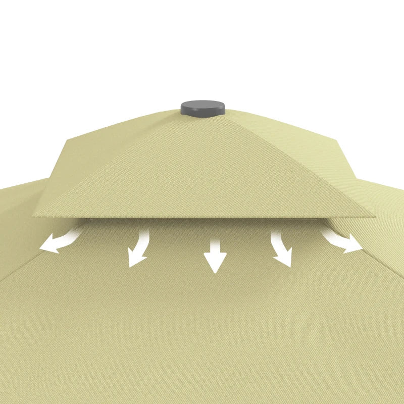 Elegant beige cantilever garden parasol with double top and decorative ruffles – 2.5m
