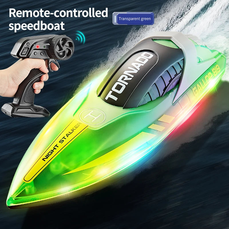 2.4G RC Racing Boat for Kids Dual Motor High-Speed LED Electric Speedboat Toy