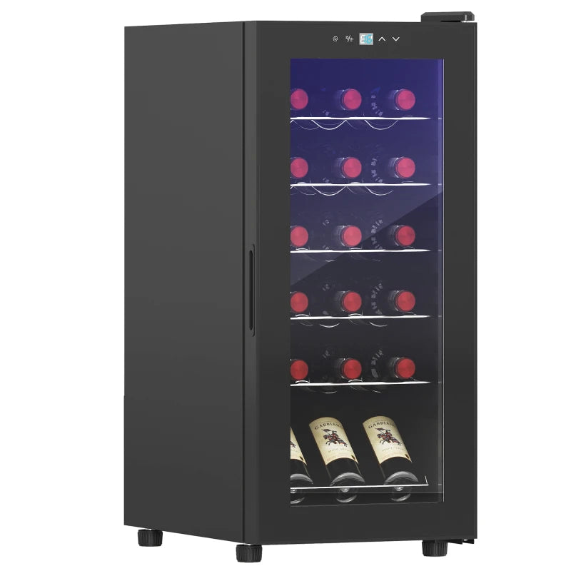 Compact Wine Fridge – 18 Bottles, LED Light, Black