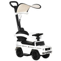 Children’s 3-in-1 Push-Along Ride-On Car with Foot-to-Floor Slider and Horn – White