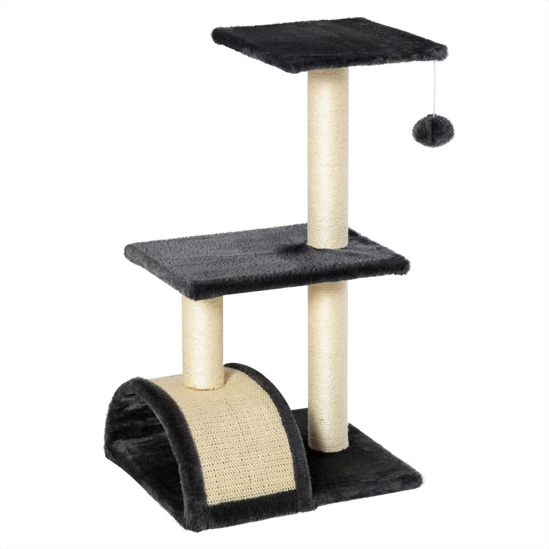 Black 72cm Cat Tree with Scratcher & Pad