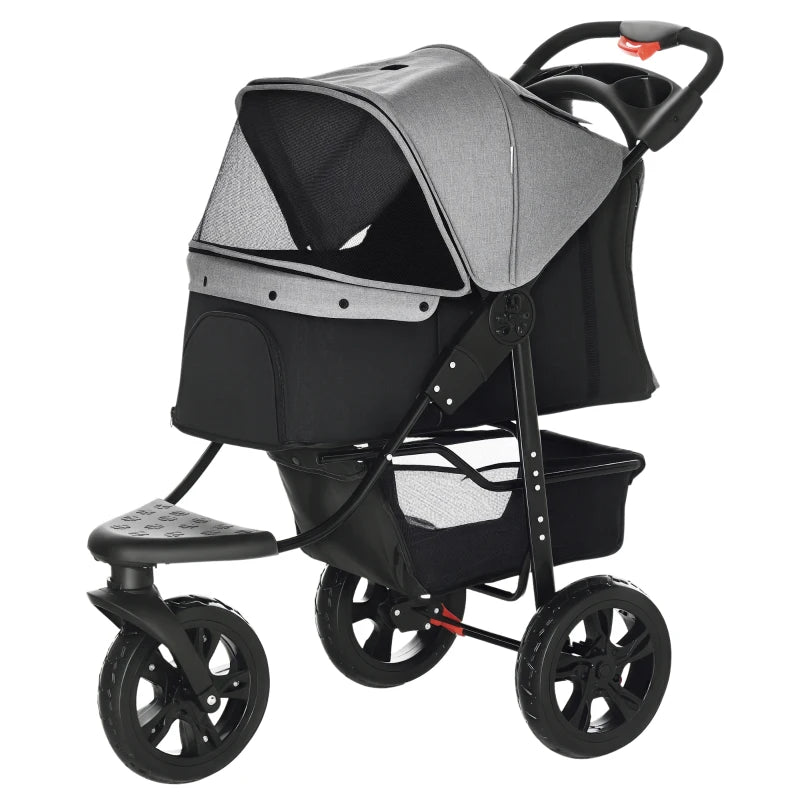 Small Dog & Cat Stroller – 3-Wheel, Sky Roof