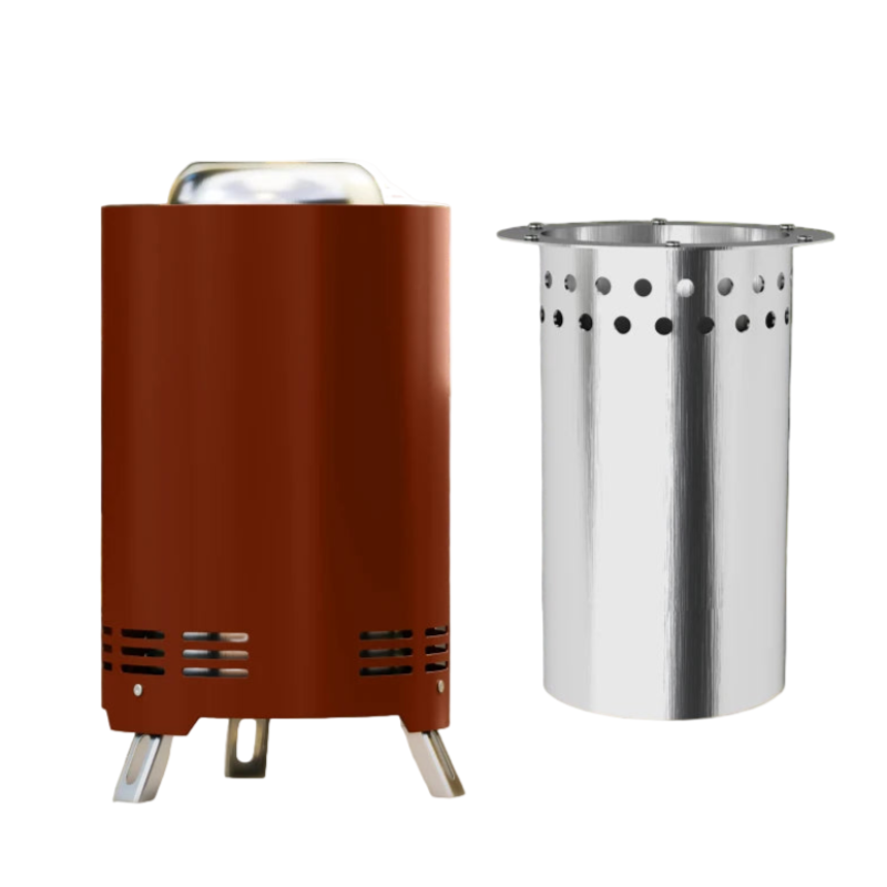 Wood or Pellet Fueled Smokeless Fire Pit with Poker, Portable Stainless Steel, 16x16cm