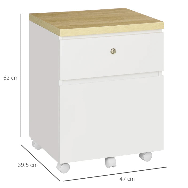 White Filing Cabinet with Wheels & Legal Size Bars
