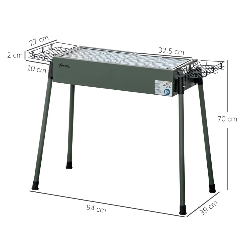 Compact Stainless Steel Portable Charcoal BBQ Grill with Baskets and Hooks for Outdoors