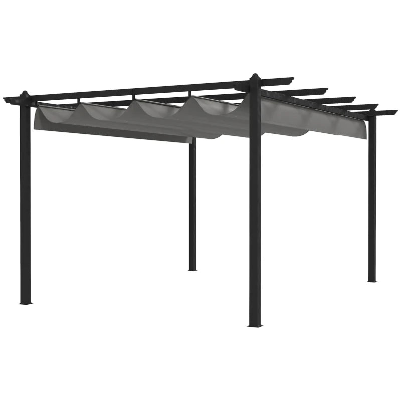 Stylish 4x3m Patio Pergola with Movable Roof, Weather-Resistant Outdoor Shade