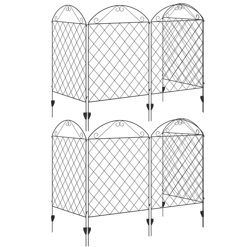 Animal Barrier & Garden Border Fence Panels, Black Rustproof Metal, 8PC 43"x23ft