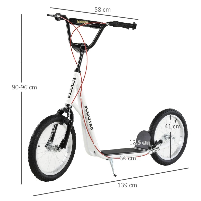 Children’s Kick Scooter with Height Adjustment, Safety Brakes, and Non-Slip Deck – White