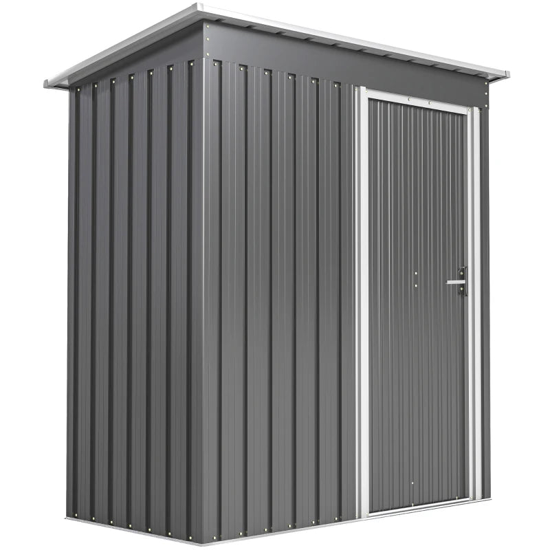 Light Grey Garden Storage Shed with Sliding Door and Sloped Roof – 5x3 ft