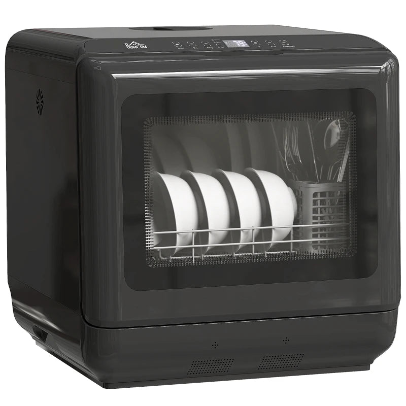 Portable Tabletop Dishwasher – 6L, 5 Wash Modes, Black Compact Design
