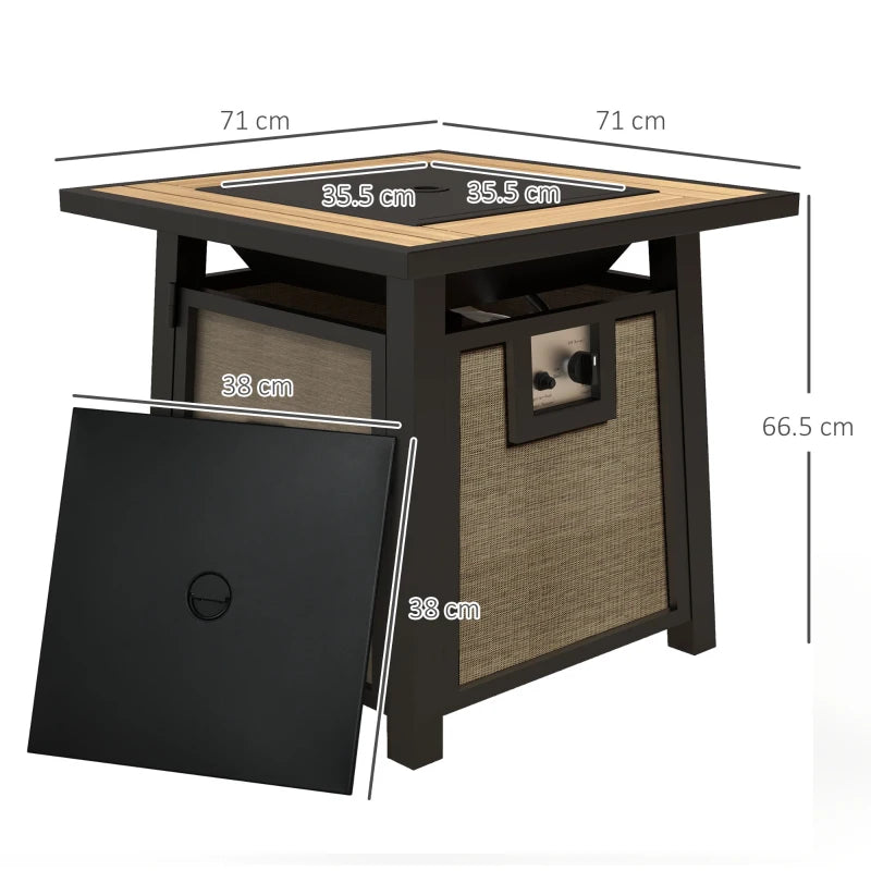 Patio Gas Fire Pit Table 50,000 BTU with Cover and Glass Beads, Brown Finish