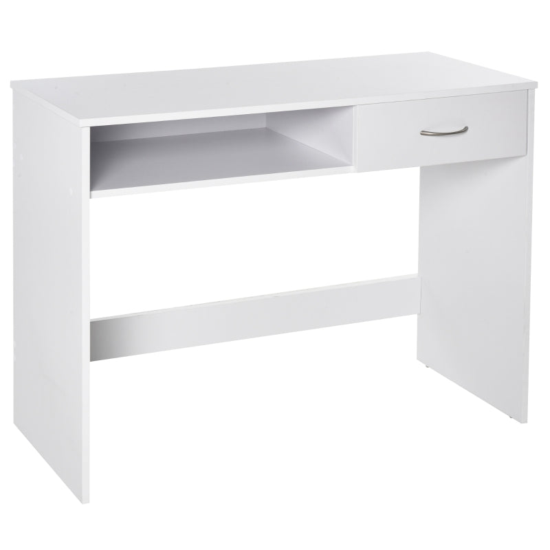 White Writing Desk – Compact Computer Table with Storage Drawer