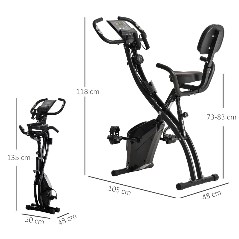 Black Folding Exercise Bike with Arm Resistance & Pulse Monitor