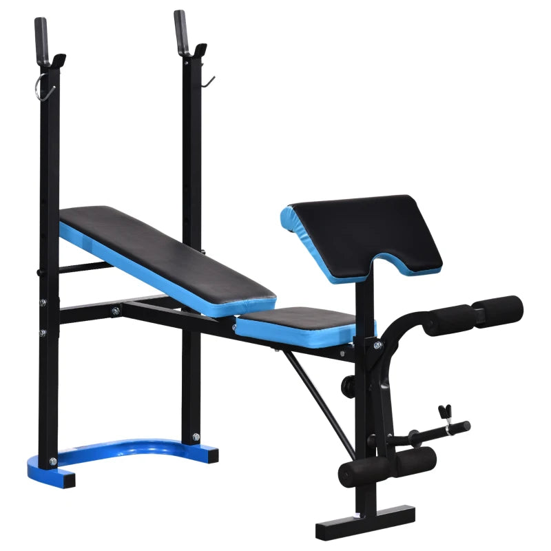 Home Gym Weight Bench – Adjustable with Leg Developer & Barbell Rack
