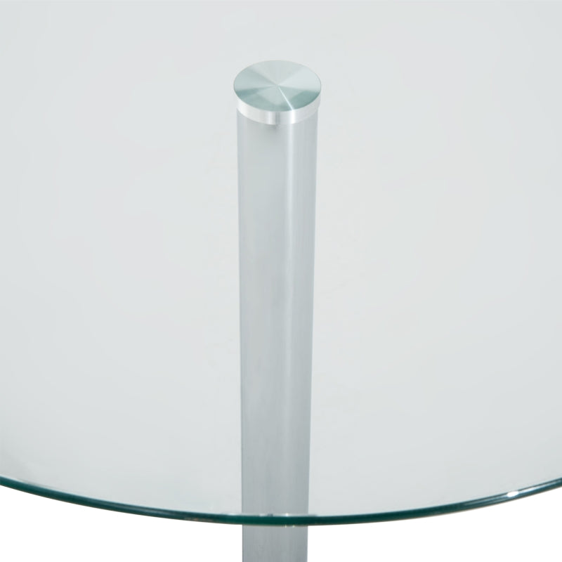 Modern Round Dining Table, Glass Top, Space-Saving Design
