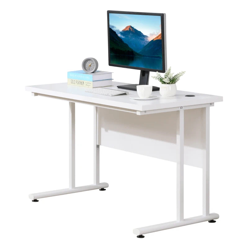 Laptop Desk with Cable Management & Metal Legs – 120x60cm, White