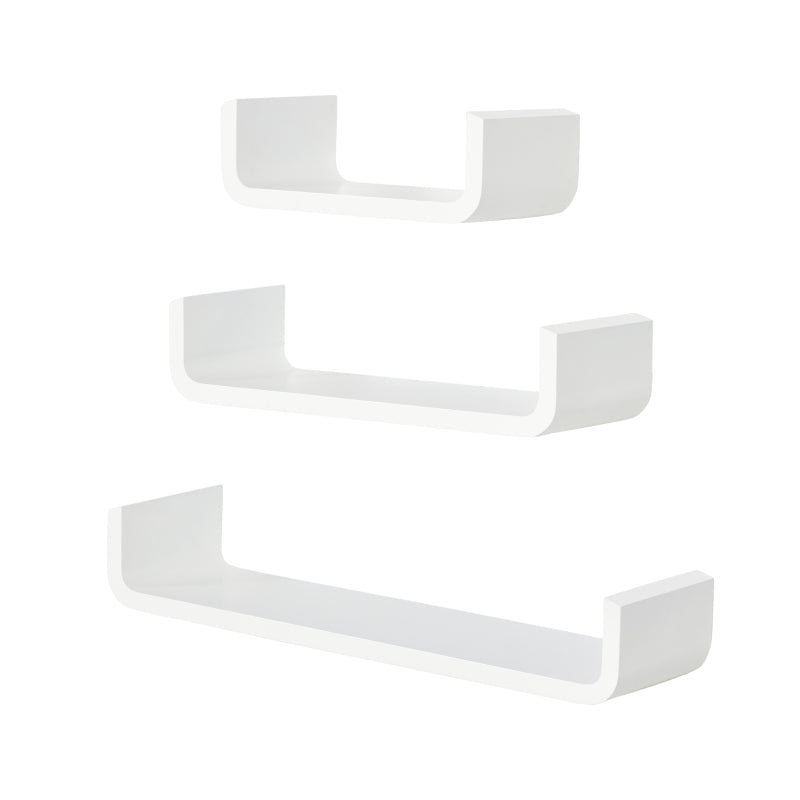 3 White Floating Shelves – Invisible Mount for Bedroom & Living