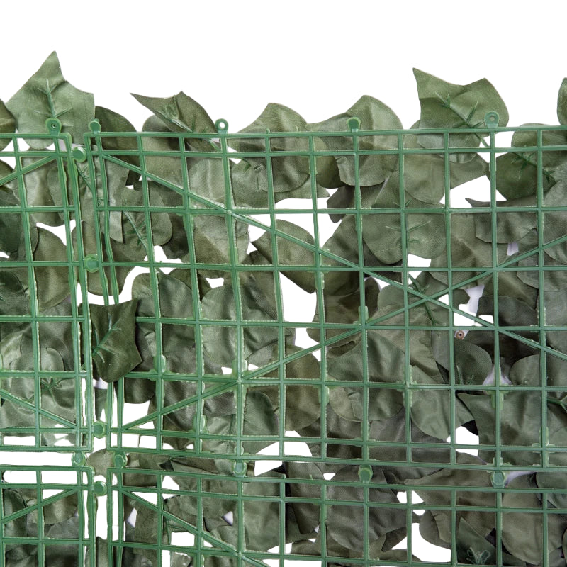 Dark Green Artificial Leaf Hedge Screen Fence, 2.4m x 1m, Easy Install Privacy Panel