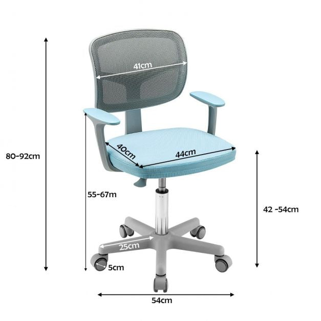 Height-Adjustable Kids Computer Chair with Swivel & Lumbar Support