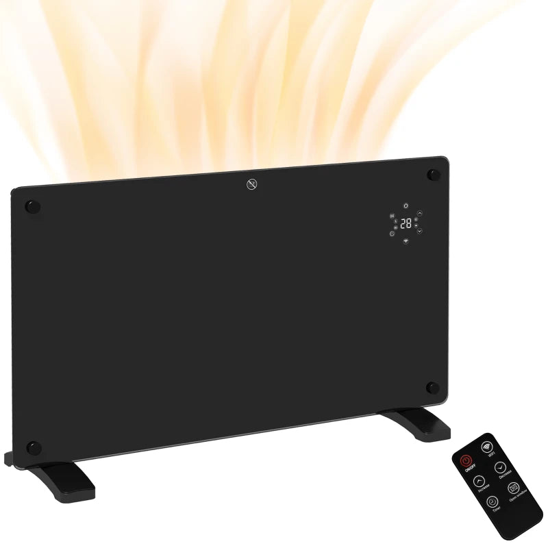 Glass Panel Smart Heater, 1500W, WiFi App, Wall/Floor Mount, Timer