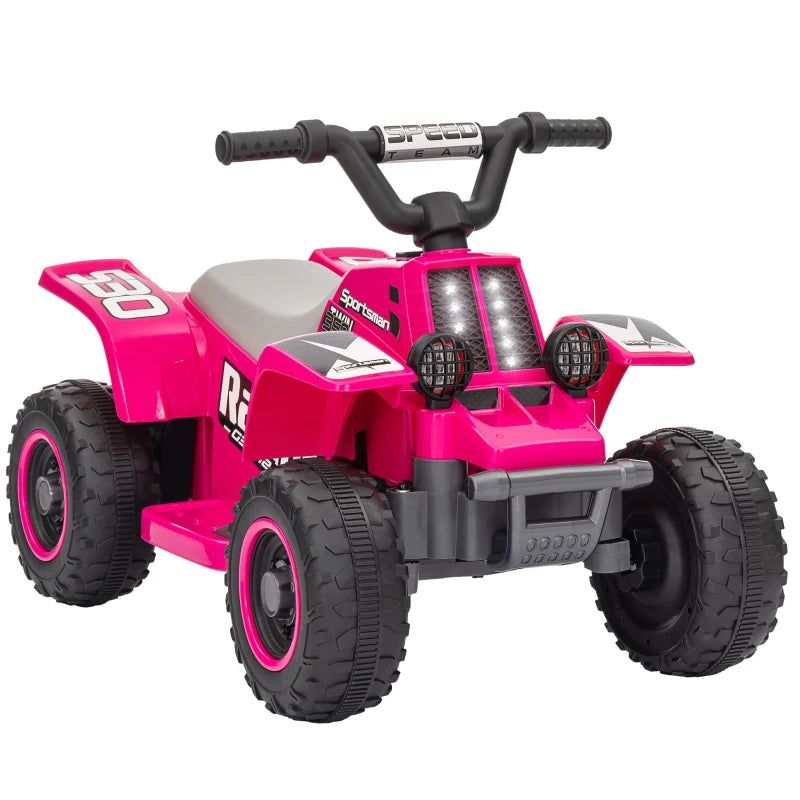 Electric 6V Ride-On Quad Bike for Kids with Forward/Reverse & Headlights - Pink