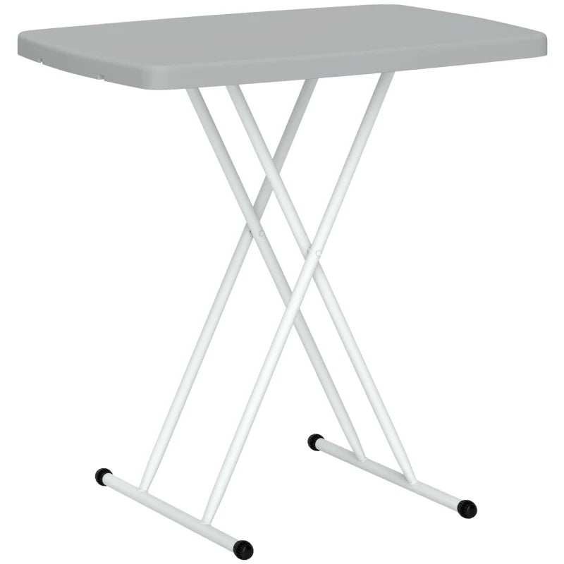 Compact Folding Outdoor Table, Minimal Design for Patio or Balcony – Grey/White