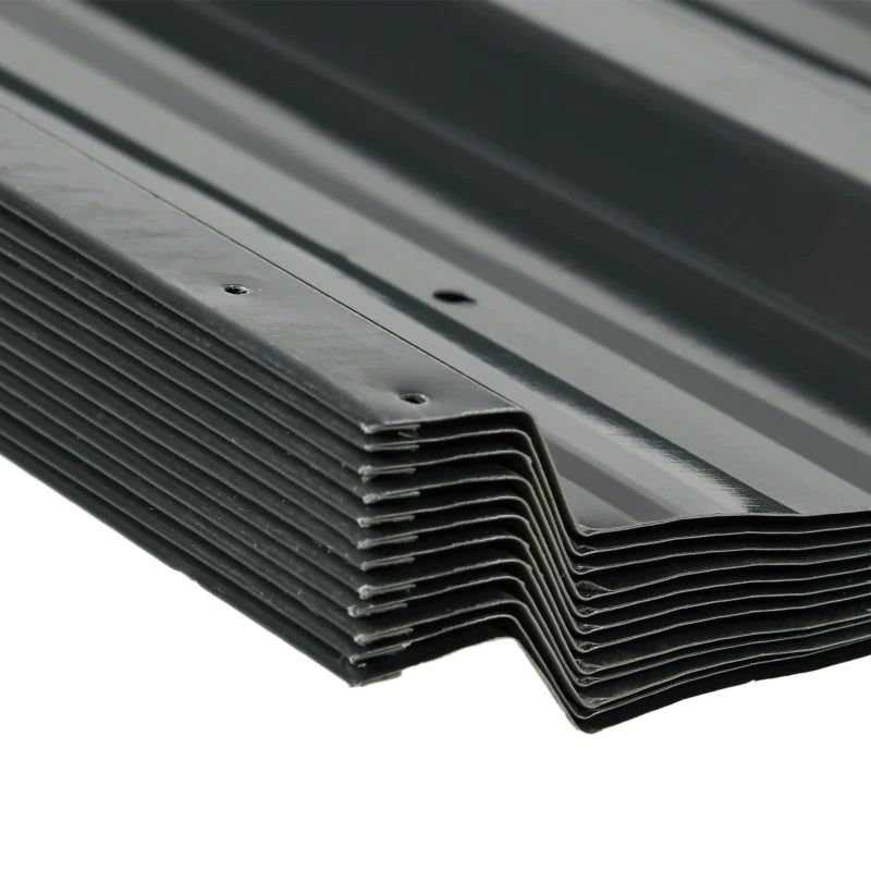 Set of 12 Corrugated Steel Roof Panels for Outdoor Sheds or Garages, Dark Grey