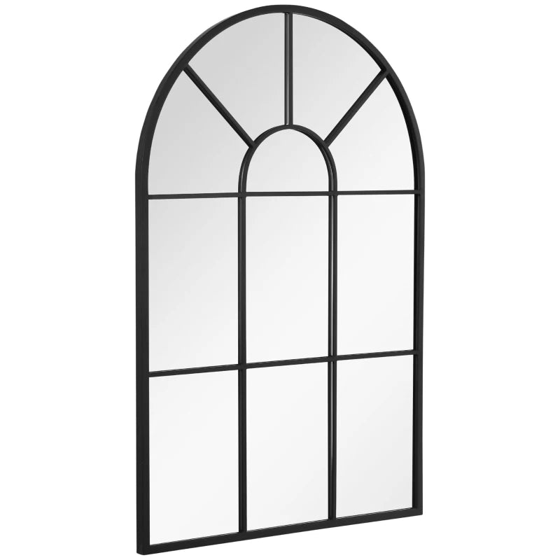 Arched Wall Mirror – 91x60 cm Black Frame Modern Mirror for Living Room