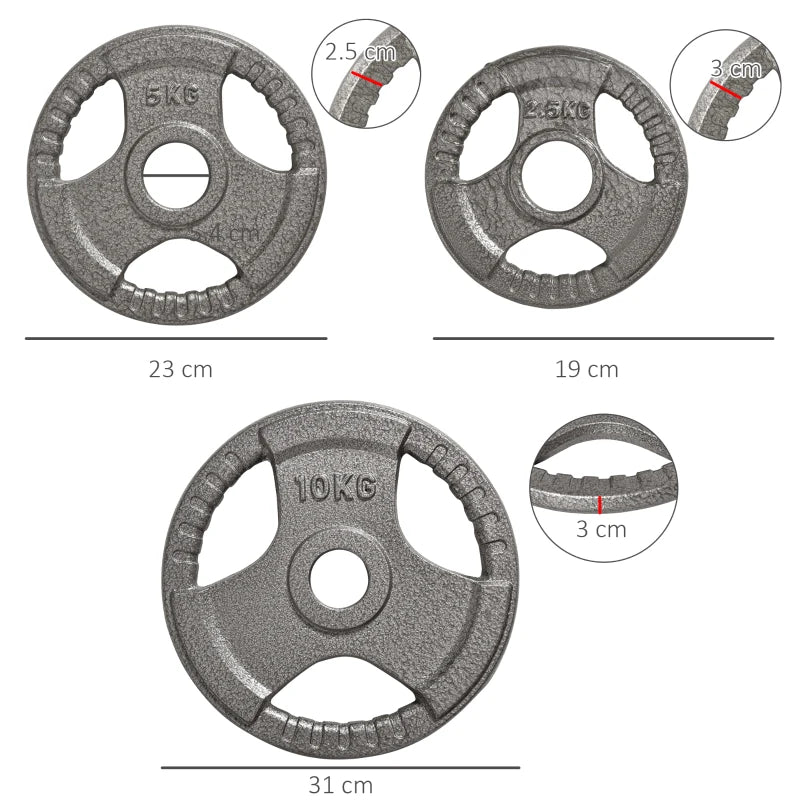 6-Piece Cast Iron Dumbbell Plates Set – 35kg Olympic Bar Weights