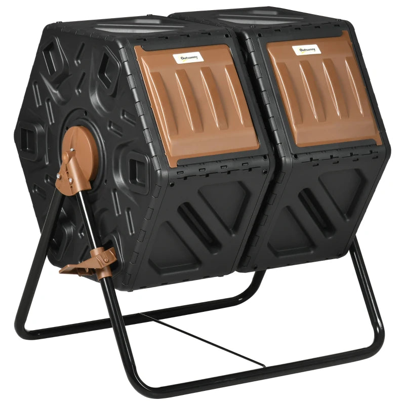 Efficient 130L Double Chamber Composter for Fast Organic Waste Breakdown – Black